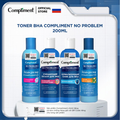 Toner BHA Compliment No Problem làm sạch sâu, kiềm dầu, giảm mụn, mờ thâm - 200ml