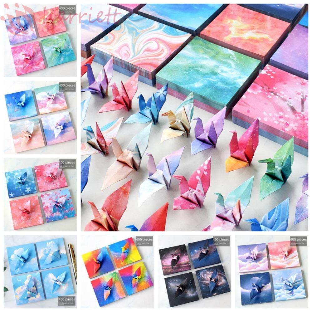 HUNIU 400 Chiếc Giấy Gấp Nhiều Màu Sắc, Thêu Sò Handmade Bầu Trời Đầy Sao Giấy Origami, Bầu Trời Đầy