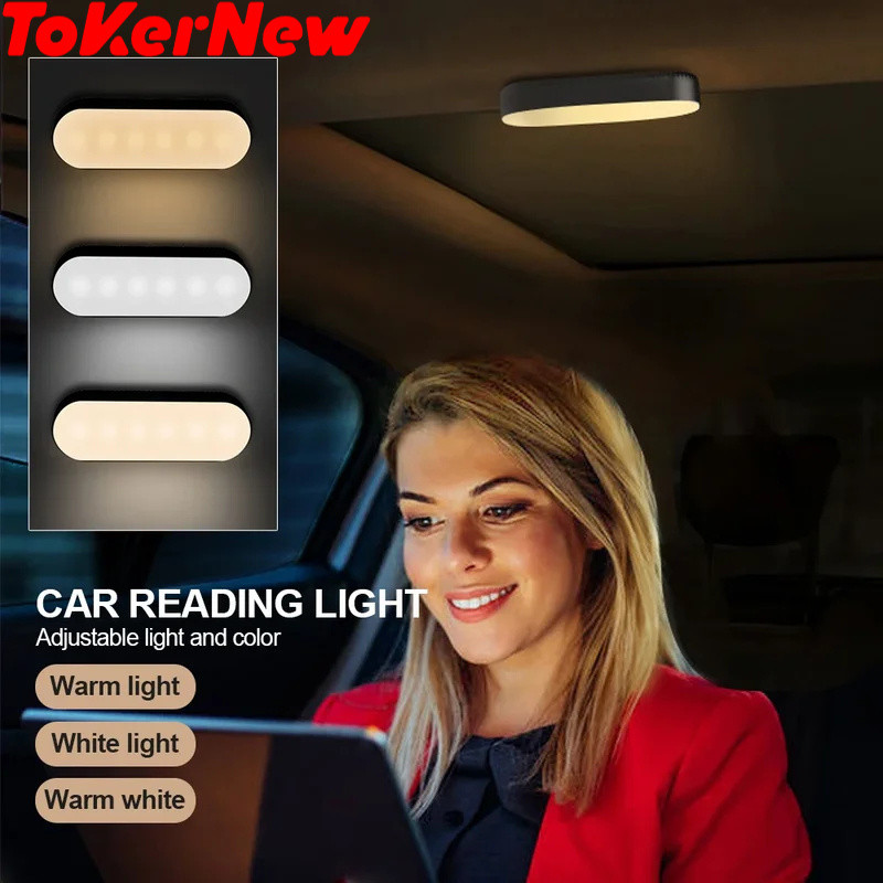 ToKerNew Universal Car Interior LED Reading Light Rechargeable Wireless Magnetic Atmosphere Light Ca