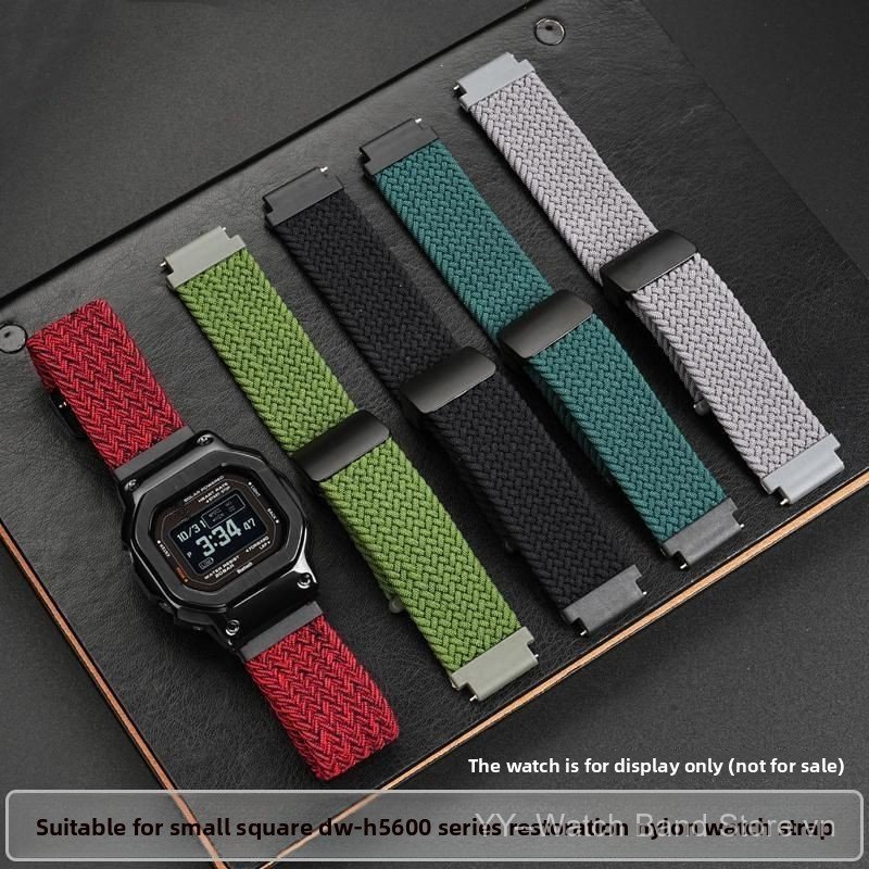 Dây đeo đồng hồ Nylon đàn hồi dệt cho Ca-sio Square DWH5600 Series Phục hồi co giãn Bộ nhớ Không biế