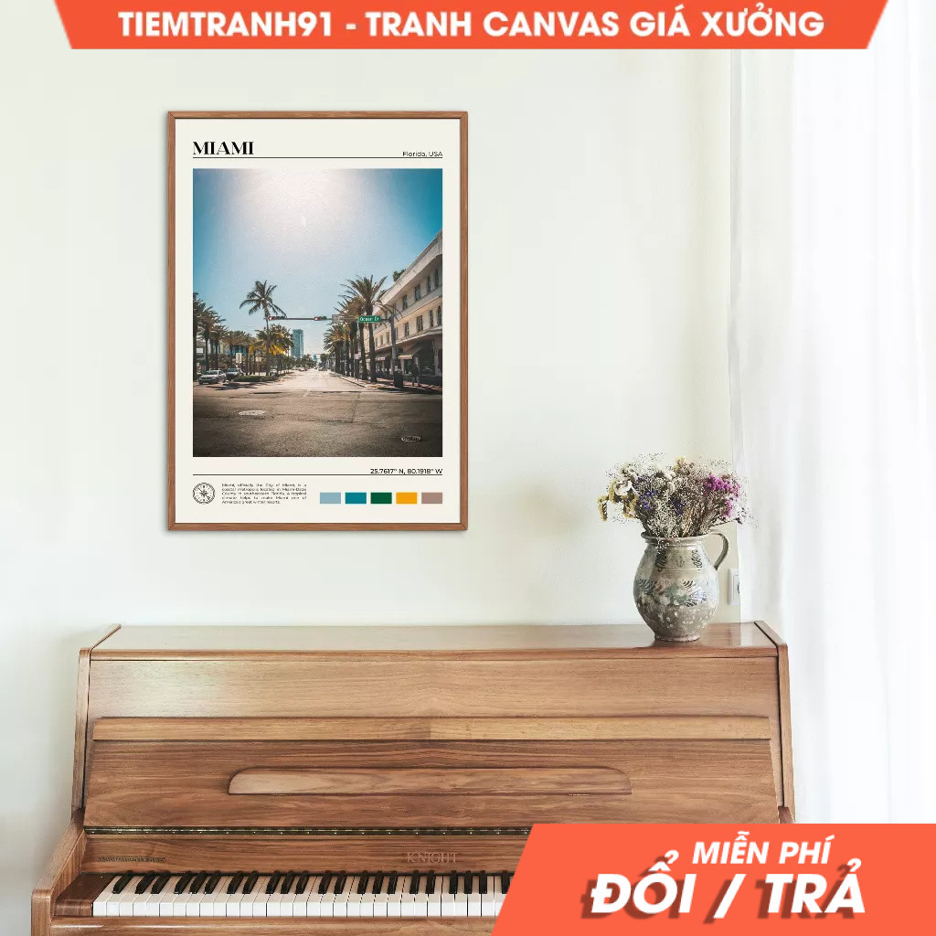 Tranh treo tường, Oil Paint, Miami Wall Art, Miami Poster, Miami Photo, Miami Wall Decor, Florida Po