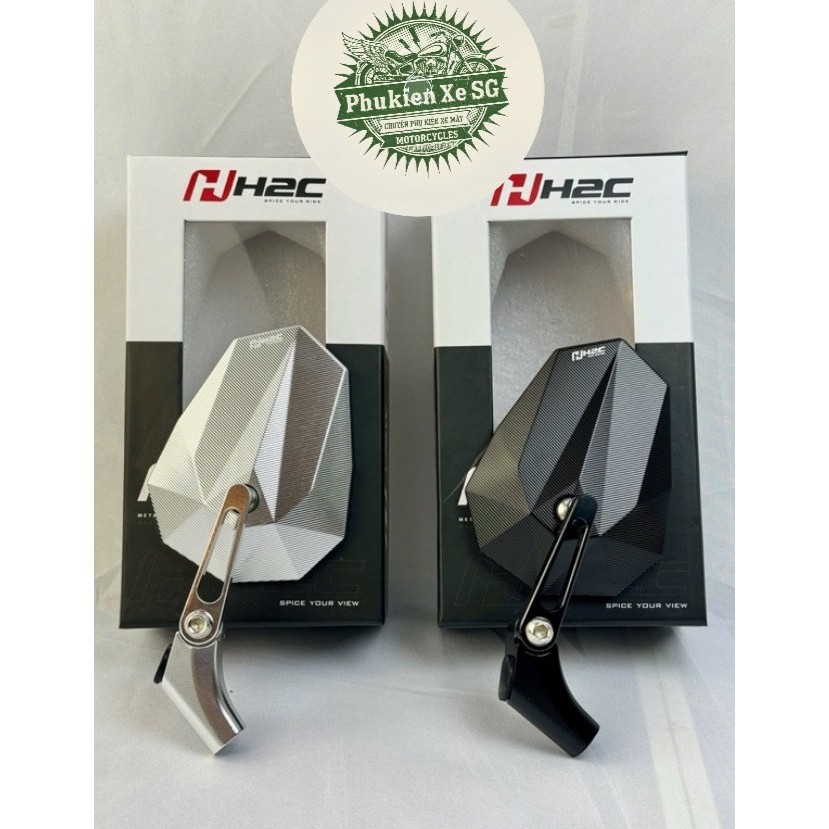 [Kính H2C V2 ] Gương chiếu hậu cao cấp, kính xe máy H2C V2, V5 Full nhôm CNC- tất cả xe AB, Vario, V