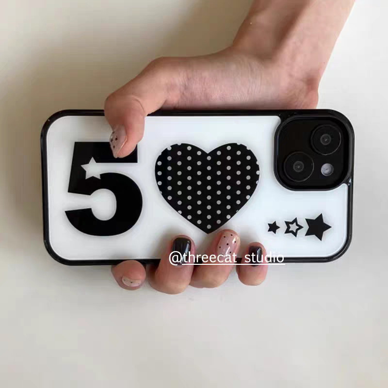 Black Love Polka Dot Elements Soft Edge Hard Back Black Edge Thích hợp cho Apple iPhone17promax Vỏ đ