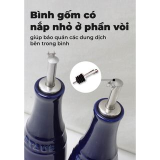 Staub - Bộ bình gốm đựng dầu màu đỏ cherry