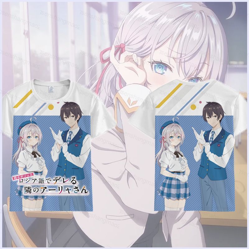 PS2 Alya Đôi Khi Giấu Cảm Giác Của Cô Bằng Nga Masachika Kuze Cosplay Vải 3D Mùa Hè Áo Thun Anime Ta
