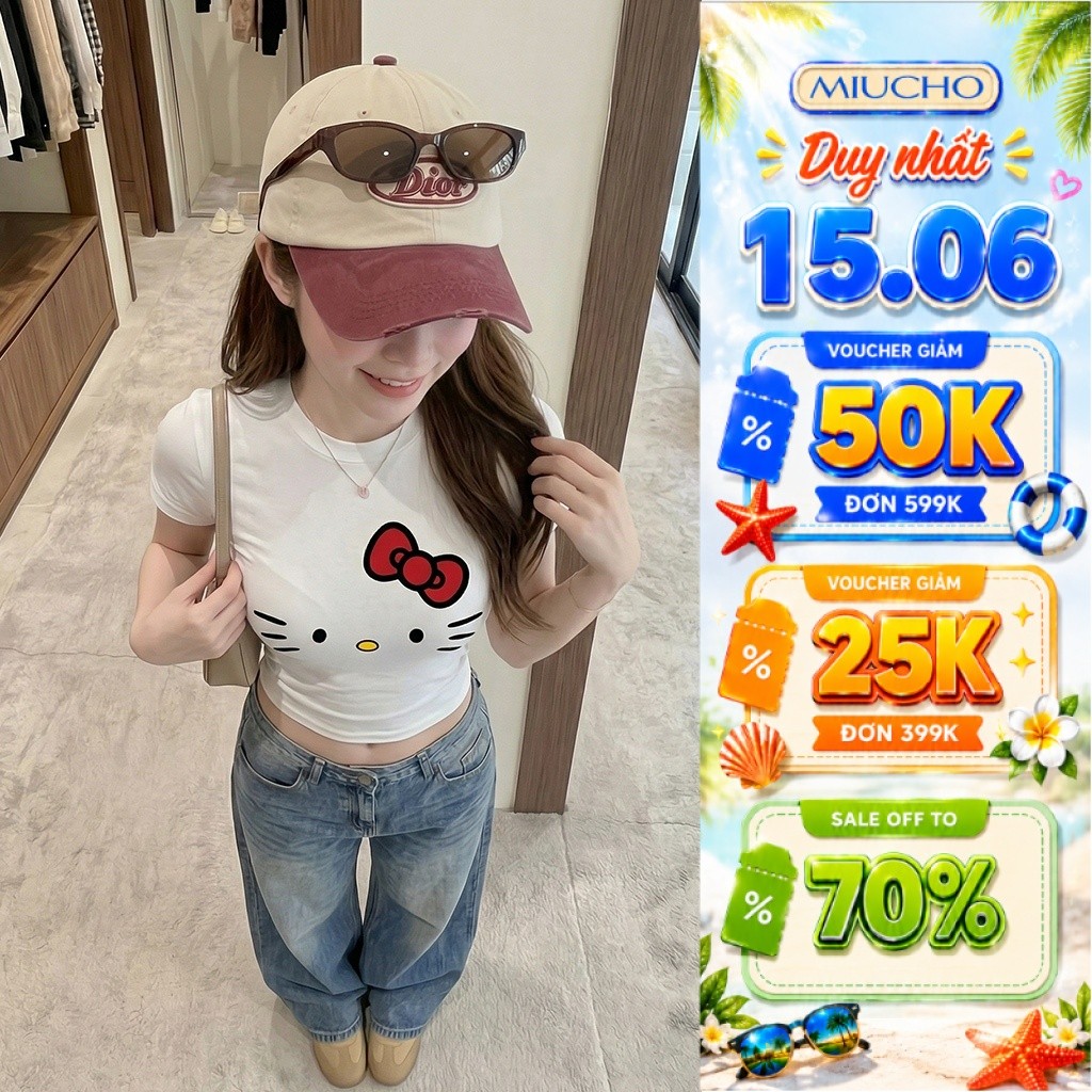 Áo baby tee nữ ôm body hack dáng kittie đáng yêu BST Beezy