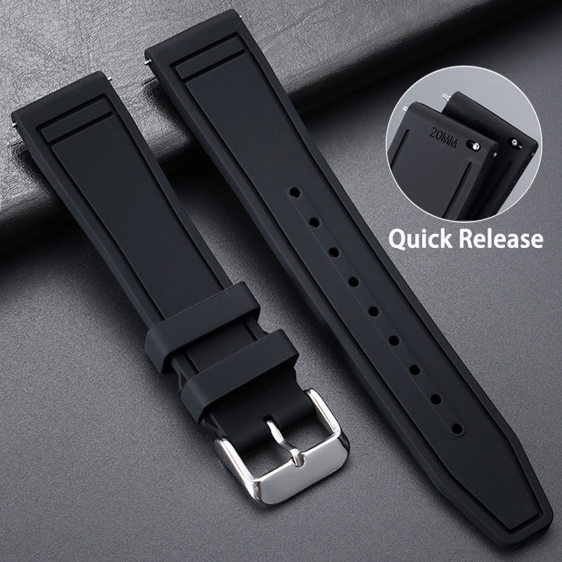 Dây đeo đồng hồ silicon mềm dày cho IWC Pilot Portofino Portugieser Mark Đen Dây đeo đồng hồ cao su 
