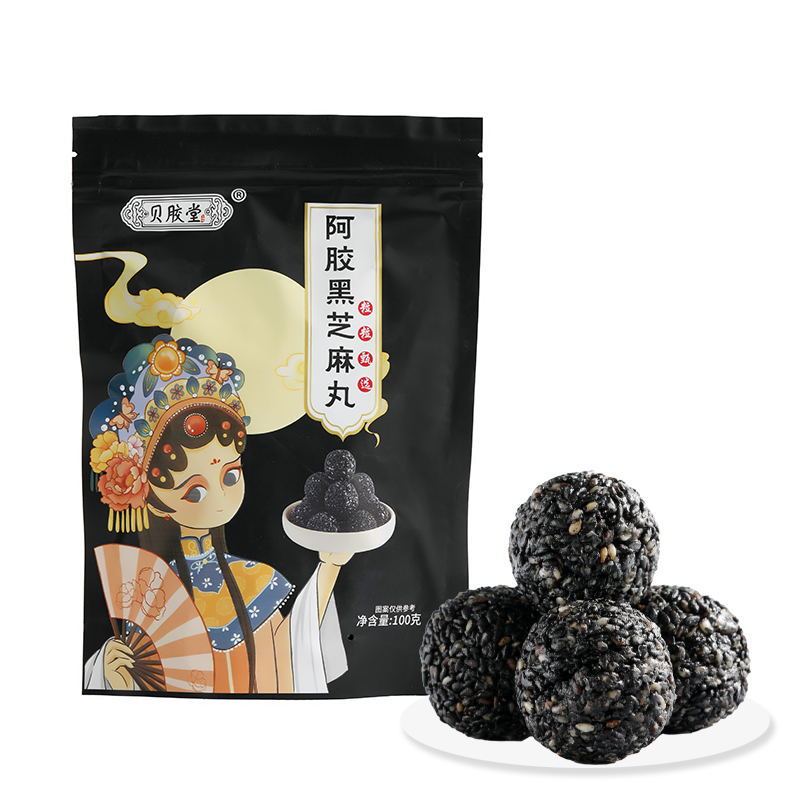 Đồ ăn nhẹ Trung Quốc [Hàng có sẵn] Quả bóng mè đen Ejiao 100g Quả bóng mè mở rộng hạt Quả bóng sức k