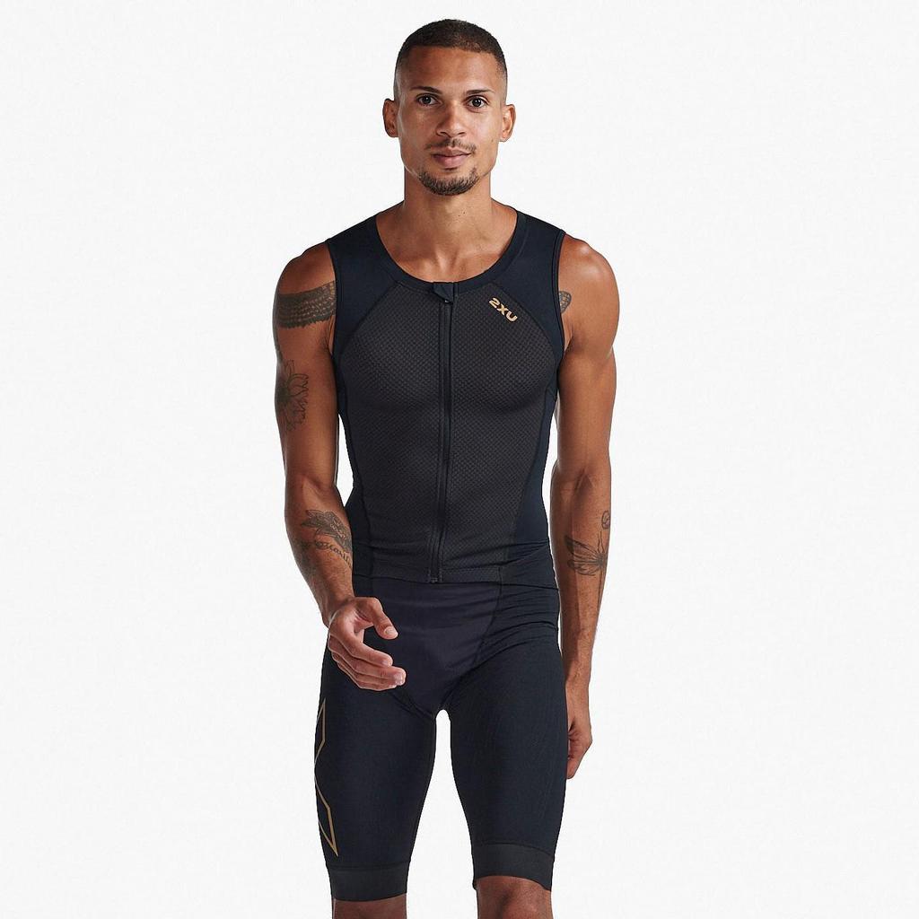 Bộ quần áo ba môn nam 2XU Light Speed Front Zip Trisuit - Black/Gold