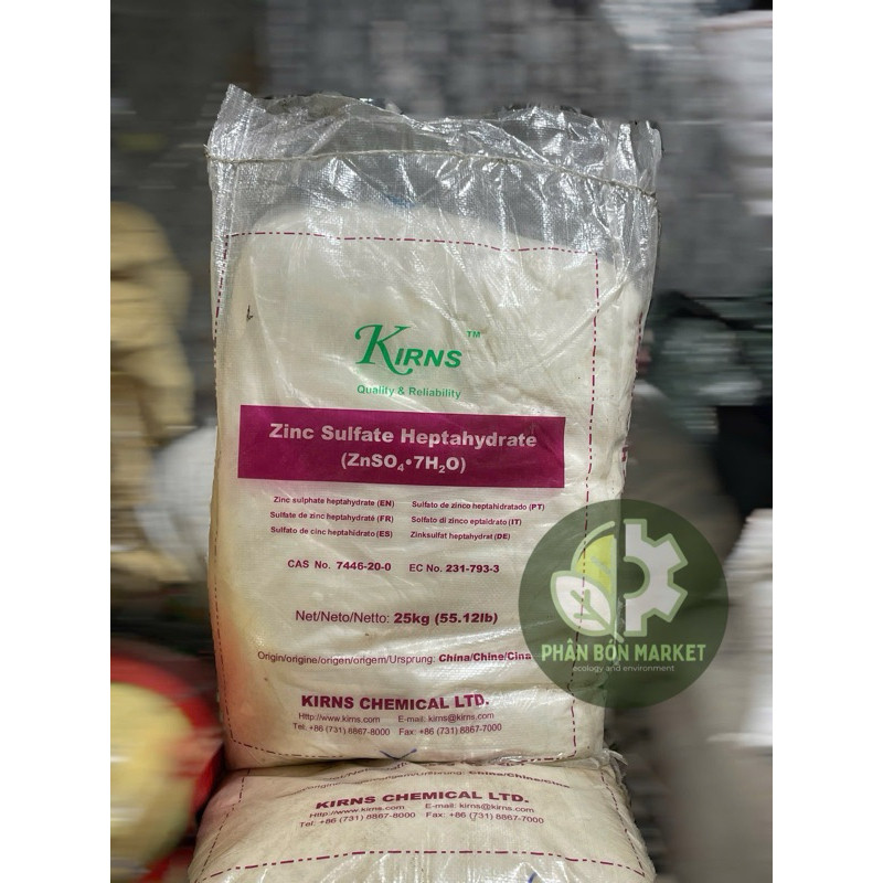 Bao 25kg kẽm sunfat znso4.7h20 Trung Quốc cao cấp