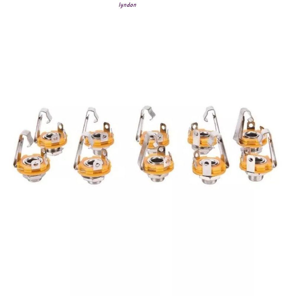 LYNDON 10 Chiếc Đàn Guitar Điện Đầu Vào Jack, Ổ Cắm Kim Loại Đàn Guitar Mono Jack Ổ Cắm, Chrome Nut 