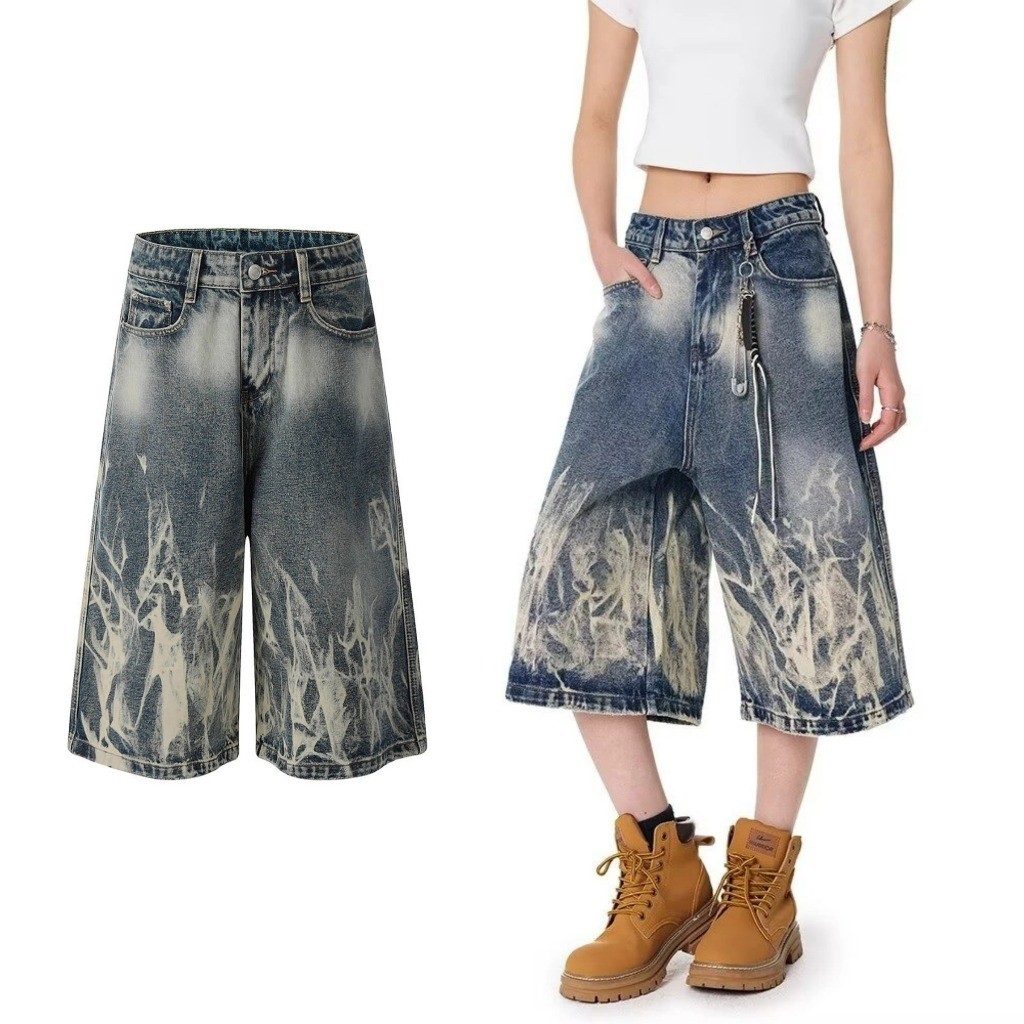 3 / 4 Quần short denim Quần Jean Baggy Quần short Capri Quần Ngắn Nam