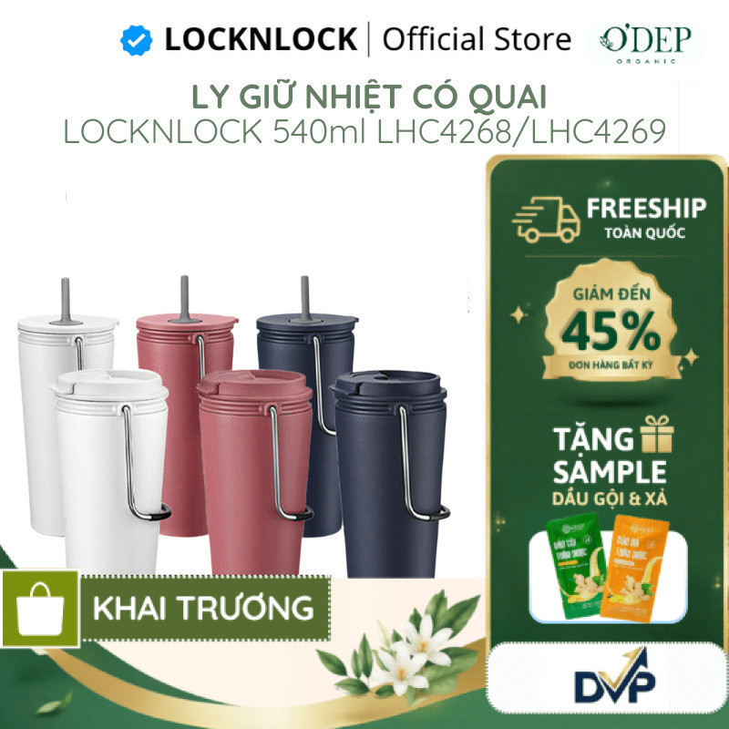 Ly giữ nhiệt LocknLock 540ml có nắp chặn Chính hãng có quai xách tiện lợi LHC4268 LHC4269 - SHOP DVP