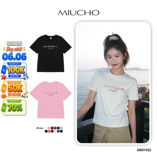 Áo thun baby tee form ôm mùa hè năng động ABD1022 Miucho tay ngắn Cổ tròn hotrend in mix
