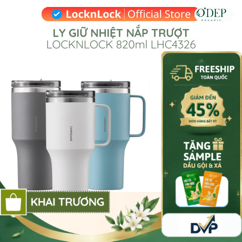 Ly giữ nhiệt LocknLock 820ml nắp trượt Metro King LHC4326, Chính hãng - SHOP DVP