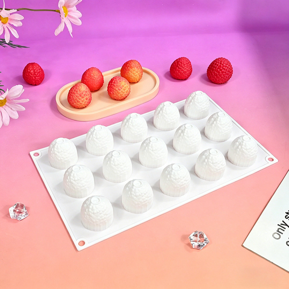 8 Lychee Mousse Khuôn Bánh 15 Lychee Trái Cây Sô Cô La Khuôn Silicon Kem Khay Khuôn