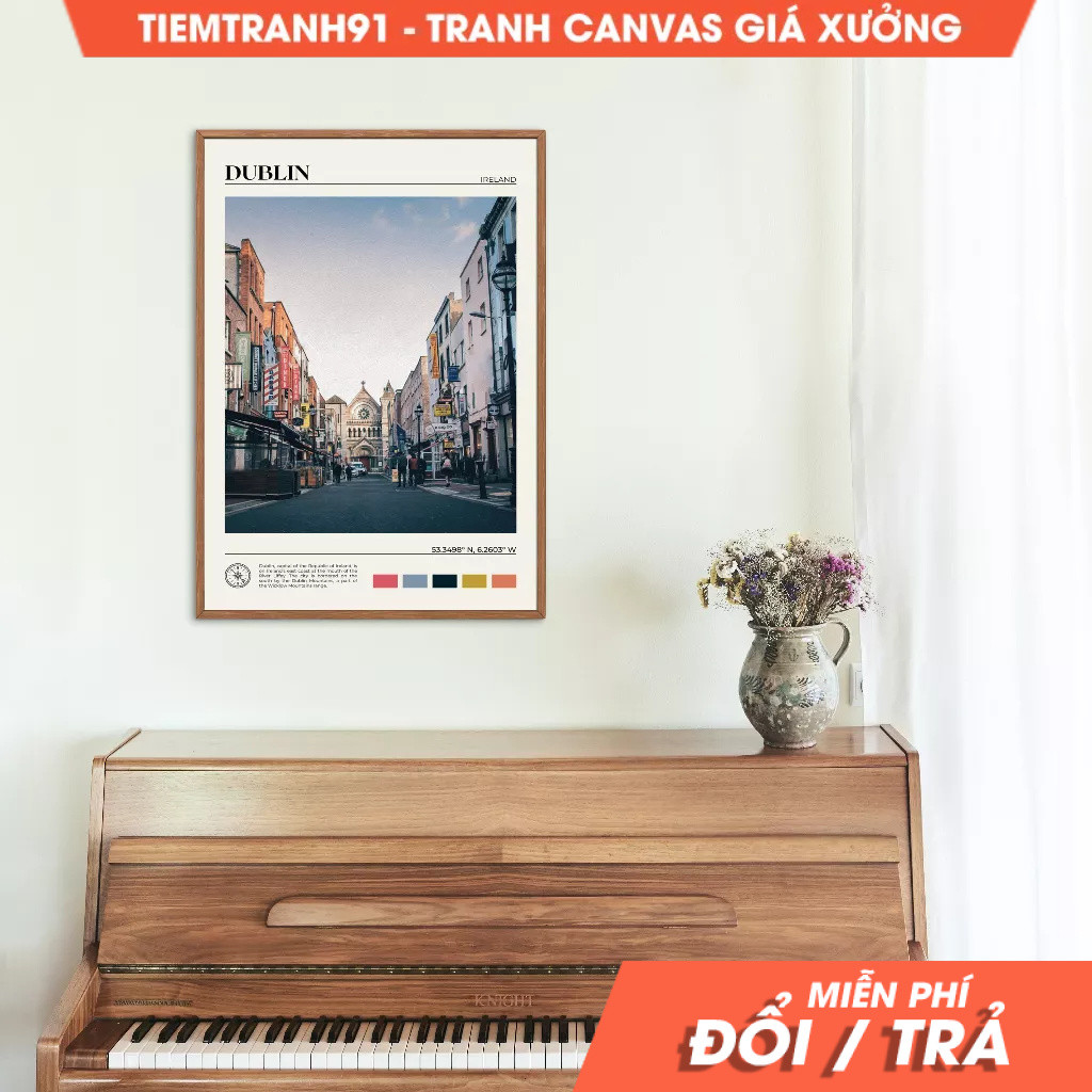 Tranh treo tường, Oil Paint, Dublin Wall Art, Dublin Poster, Dublin Photo, Dublin Wall Decor, Irelan