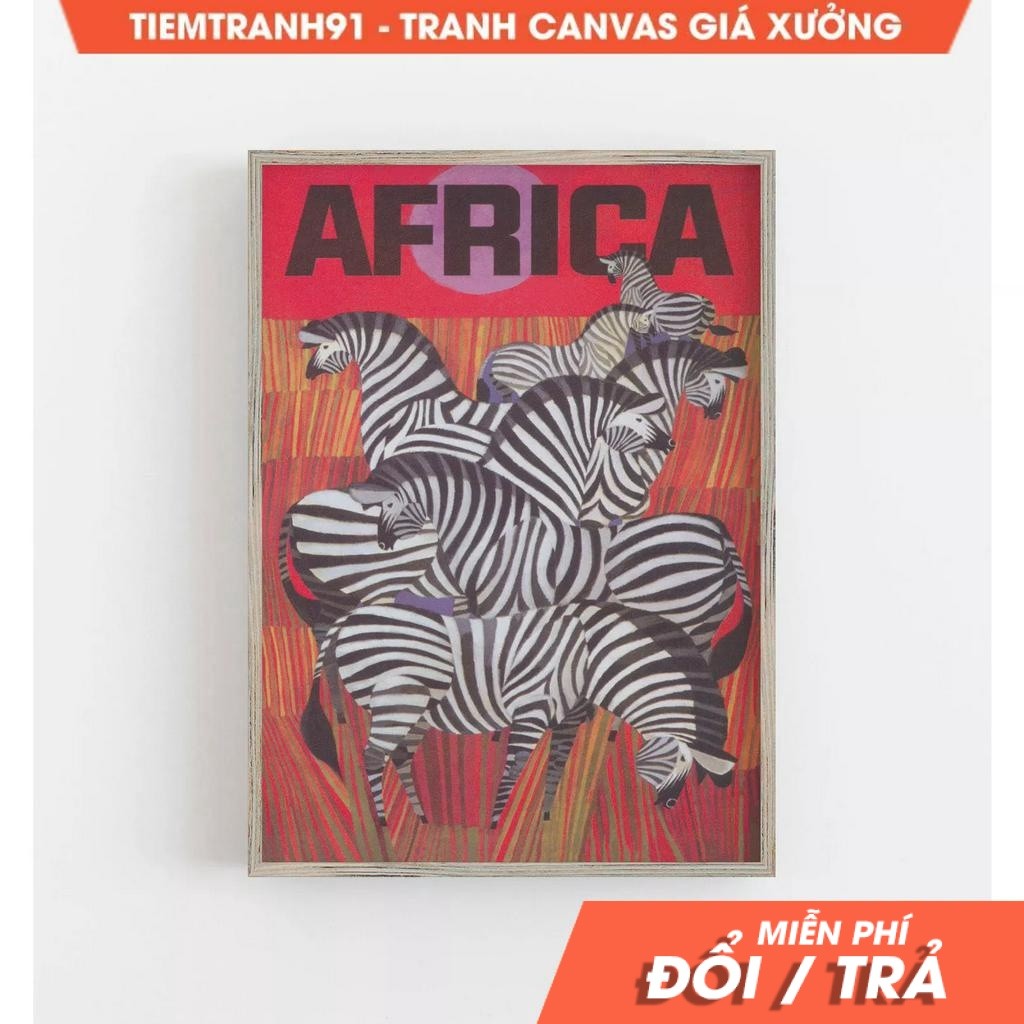 Tranh treo tường, Zebra Wall Art, Africa Wall Art, Africa Travel Poster, Vintage Wall Art, tặng kèm 