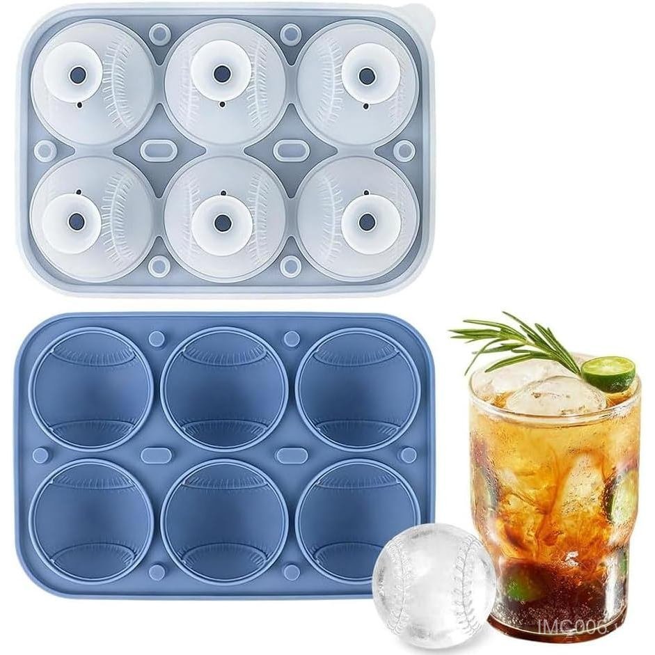 Khuôn làm đá hình cầu bóng chày, Khay đá viên bóng chày 3D có phễu, Khuôn làm đá viên tròn lớn, Khuô