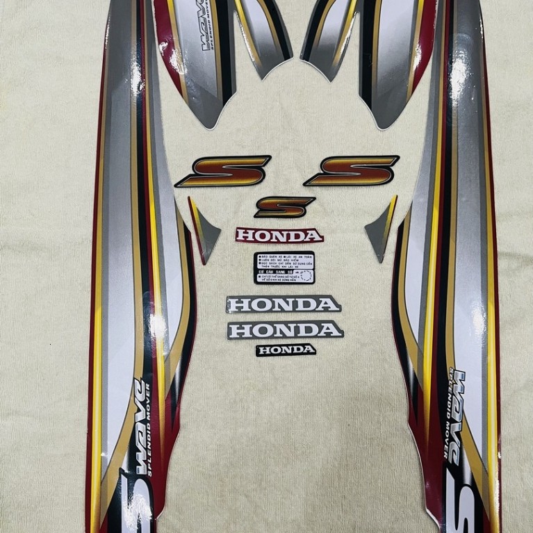 Trọn Bộ tem decal dán xe máy Honda Wave S100 đời 2008 màu đỏ zin thái siêu đẹp