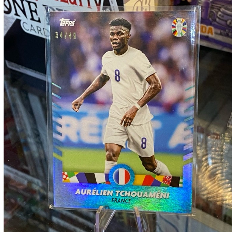 [TIN ĐỒN VỀ MU] Thẻ Cầu Thủ Tchouameni Topps Mourinho Euro 2024 Siêu Hiếm Áo Pháp /75 Viền Xanh Lam
