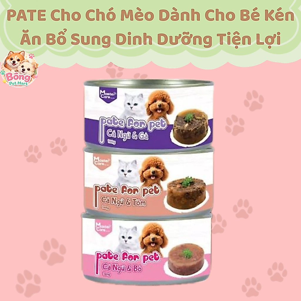 PATE Cho Chó Mèo Dành Cho Bé Kén Ăn Bổ Sung Nhiều Chất Dinh Dưỡng Tiện Lợi MasterCare Nhiều Vị 180gr