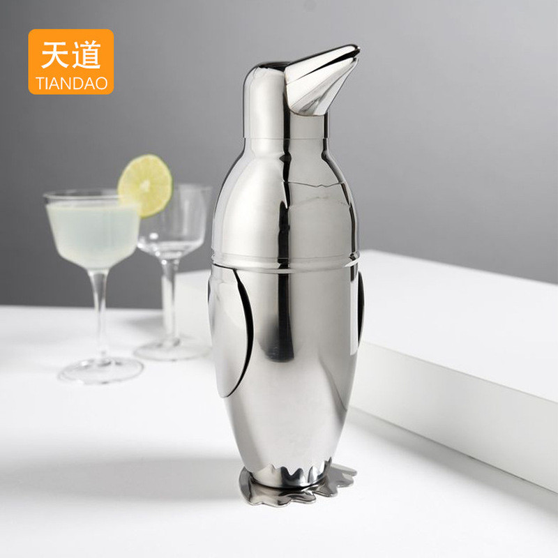 Thép không gỉ Cocktail Bartender Shaker Cup Pot Penguin Bartender Tool Set Bar Wine Set