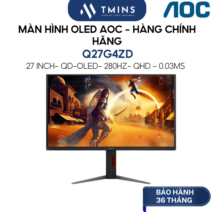 Màn hình OLED AOC Q27G4ZD (27 inch/ QD-OLED/ 2K/ 280Hz/ 0.03ms) - Hàng chính hãng