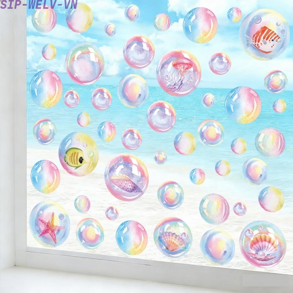 {WELV}Ocean Life Static Clings Seahorse Starfish for Windows For Glass Realistic Decor