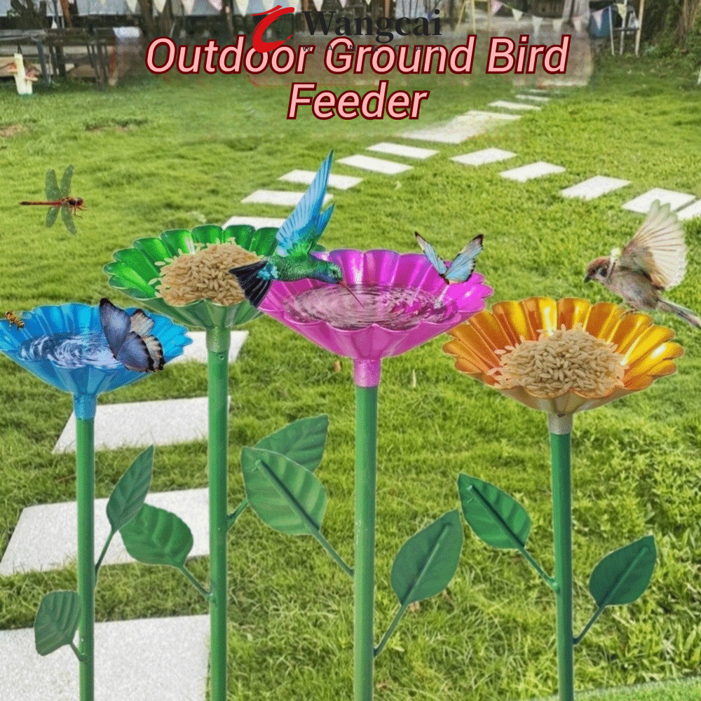 WANCGAI Bee Butterfly Water Dispenser, Iron Outdoor Bee Water Feeder, Creative Garden Stake Flower D