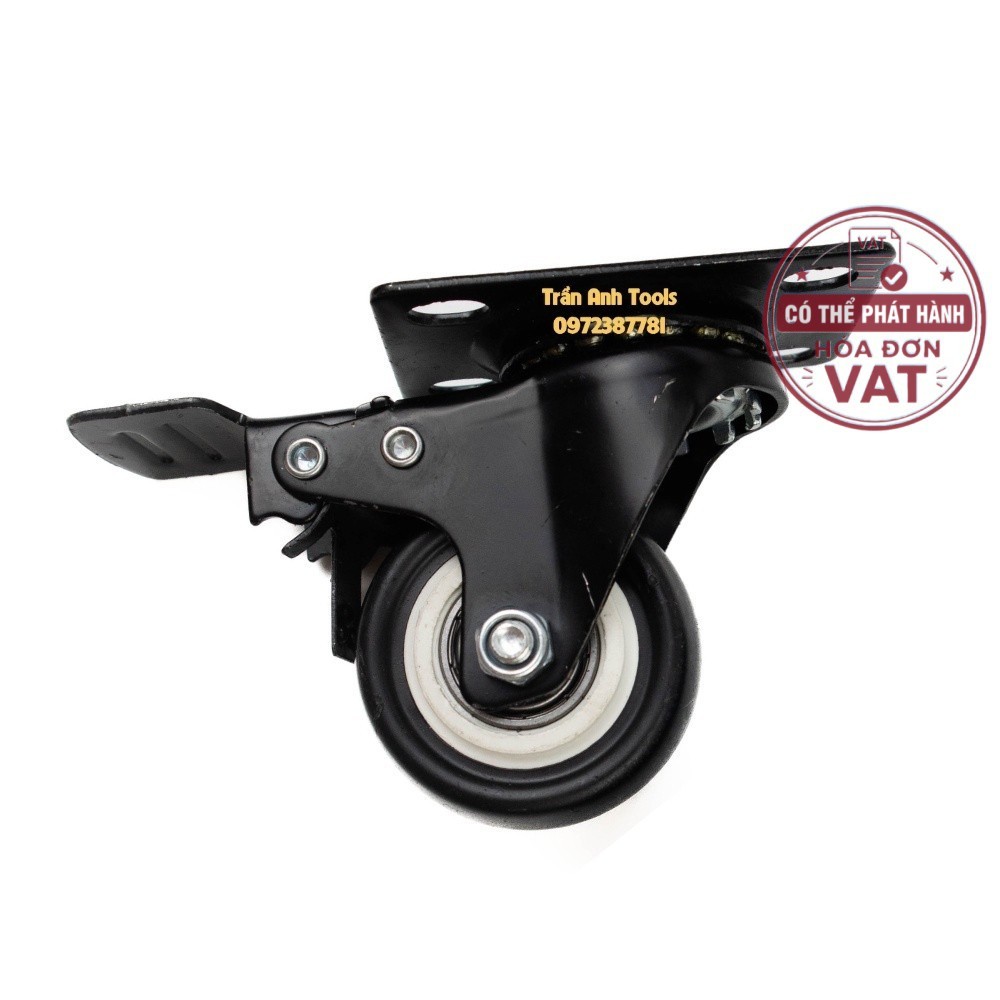Bánh xe đẩy hàng đường kính 4cm và 5cm có hãm, bánh xe loa kéo, bánh xe đẩy mặt đế xoay càng sắt