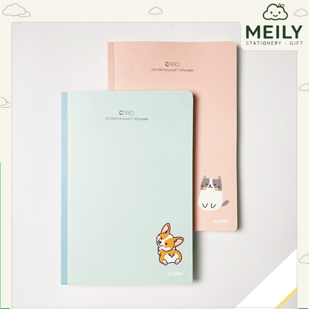 Vở B5 may dán gáy 120 trang caro 5x5 MS 835 Klong bìa màu Pastel MEILY, sổ Klong Vở chọn màu