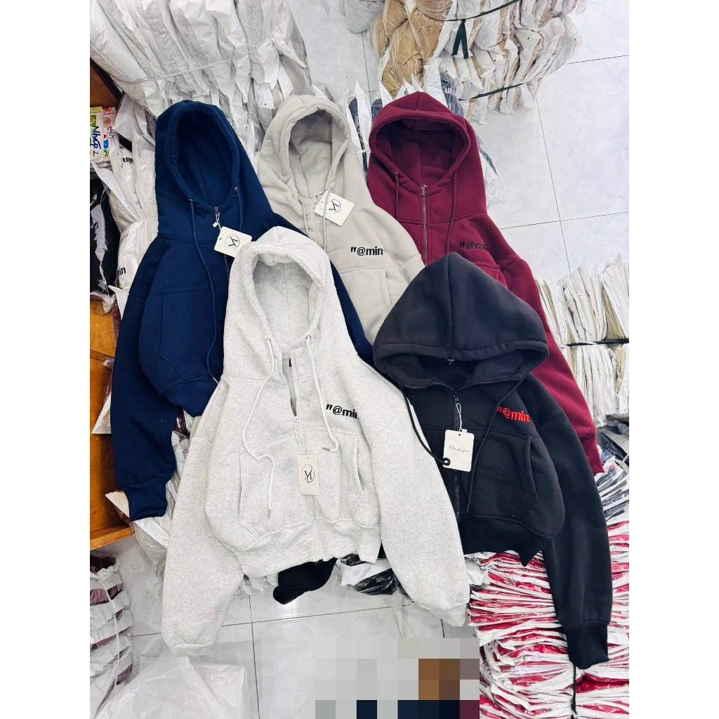ÁO KHOÁC XK NỈ LỬNG NỮ THÊU @MIN SHINE CÓ NÓN CHỐNG NẮNG- AM SVC FASHION