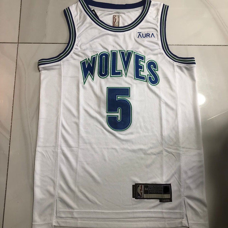 Áo sơ mi nam tinh tế cổ điển Timberwolves Anthony Edwards Hardwood - Trắng