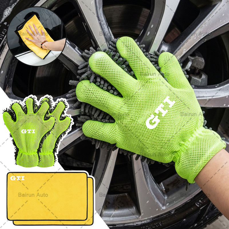 Găng tay rửa xe hạng nặng Microfiber Găng tay làm sạch ô tô cực dày cho POLO Golf 5 6 thế hệ thứ 7 G