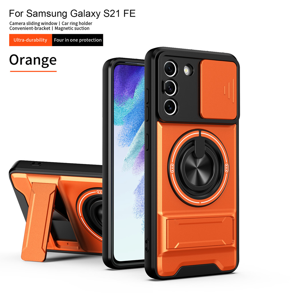 Dành Cho Samsung S21 FE Ốp Lưng Galaxy S21FE Bao S21 FE Ốp Điện Thoại Magsafe Từ Gấp Giá Đỡ Giáp Quâ