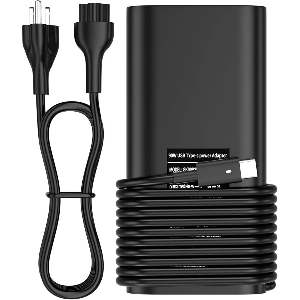 Bộ sạc USB C 90W Tương thích với Dell Latitude 34000,3500, 5289,5300 2in1,7400 2in1,7300, 7390 2in1,