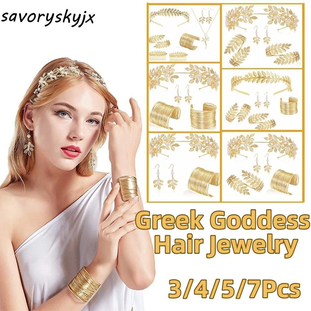 Bộ trang sức cưới nữ YOREX, Trang sức tóc nữ thần Baroque Hy Lạp, Quà tặng trang sức nữ Thiết kế lá 