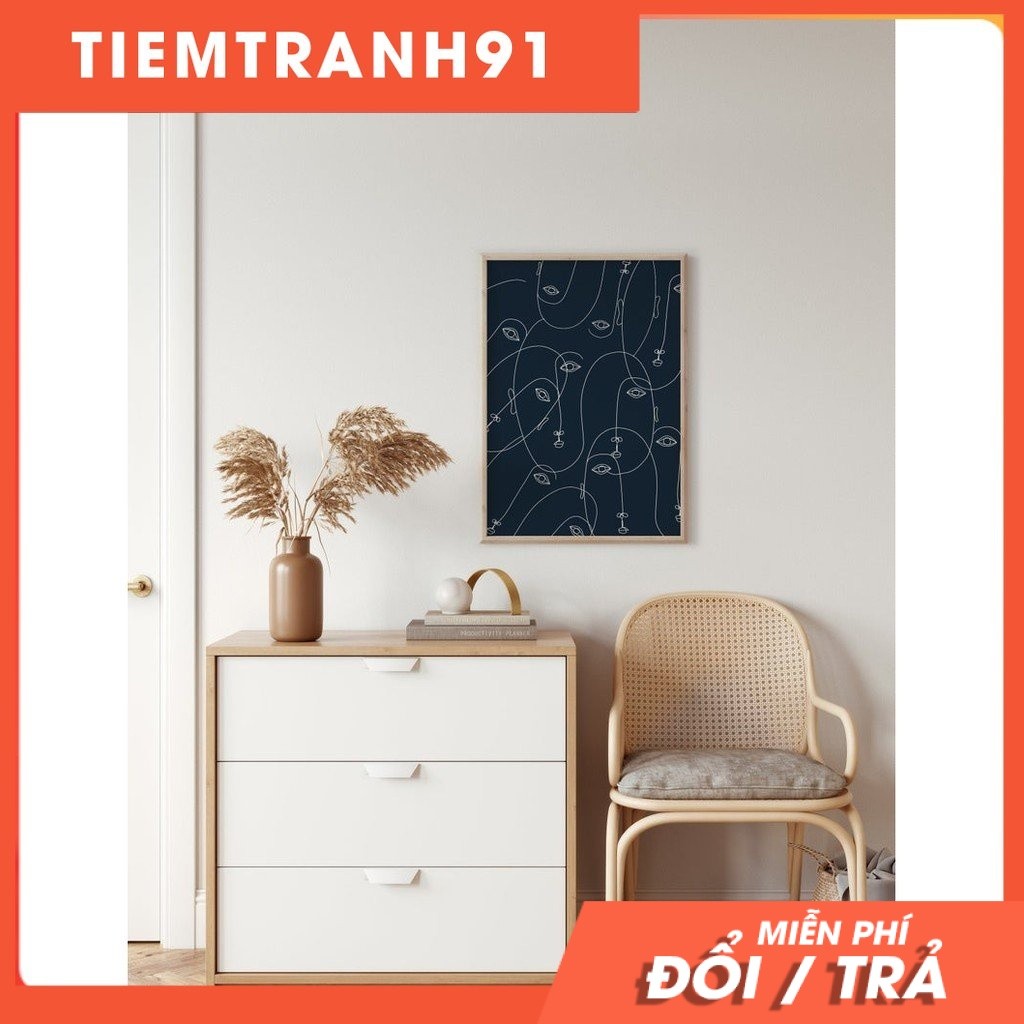 Tranh treo tường | Line art-Abstract Face Fine Line Print, Neutral Prints 85 , tranh canvas giá rẻ