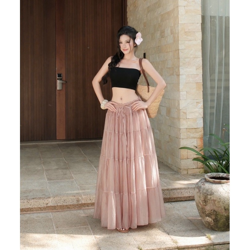 Chân Váy Voan Tơ Nhún Bồng Bềnh Dáng Maxi Dài 𝐃𝟐𝐓 𝐒𝐓𝐎𝐑𝐄
