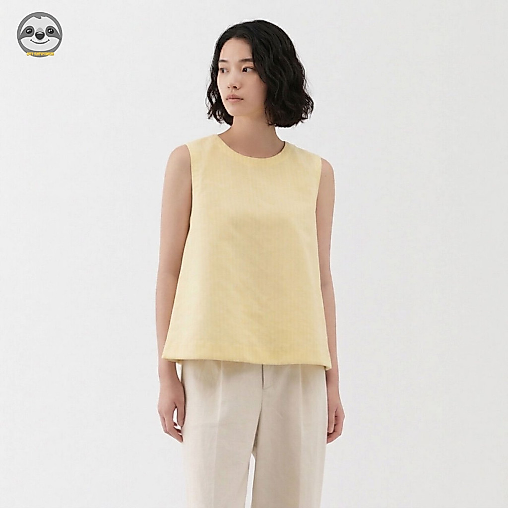 Phong cách Nhật Bản Phong cách Muji / Áo không tay cotton gai dầu cao cấp dành cho nữ / Áo sơ mi ngắ