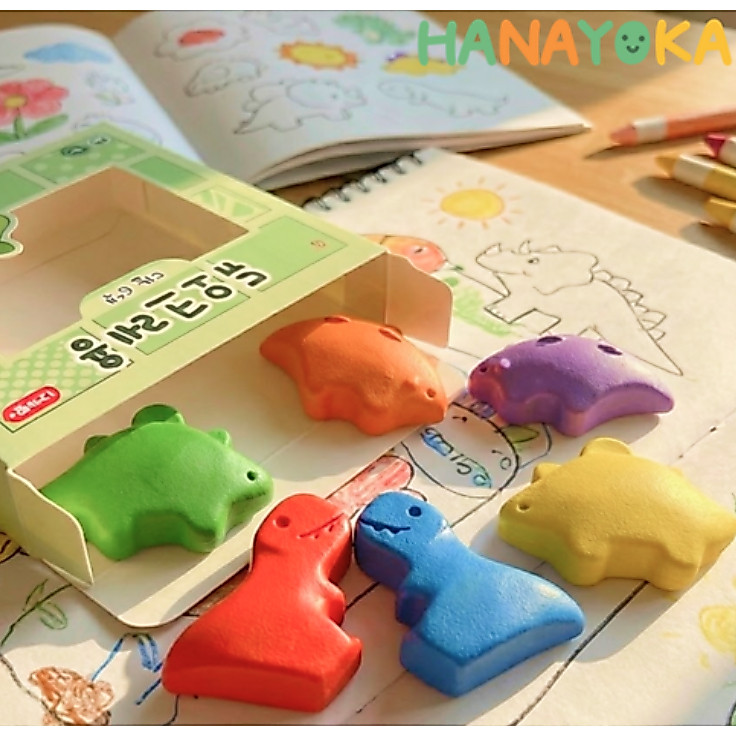 Crayon Dino 6 Màu Sắc Ngẫu Nhiên Bộ Bé Tập Đi An Toàn Crayon Trẻ Em Vẽ Tắm Crayon