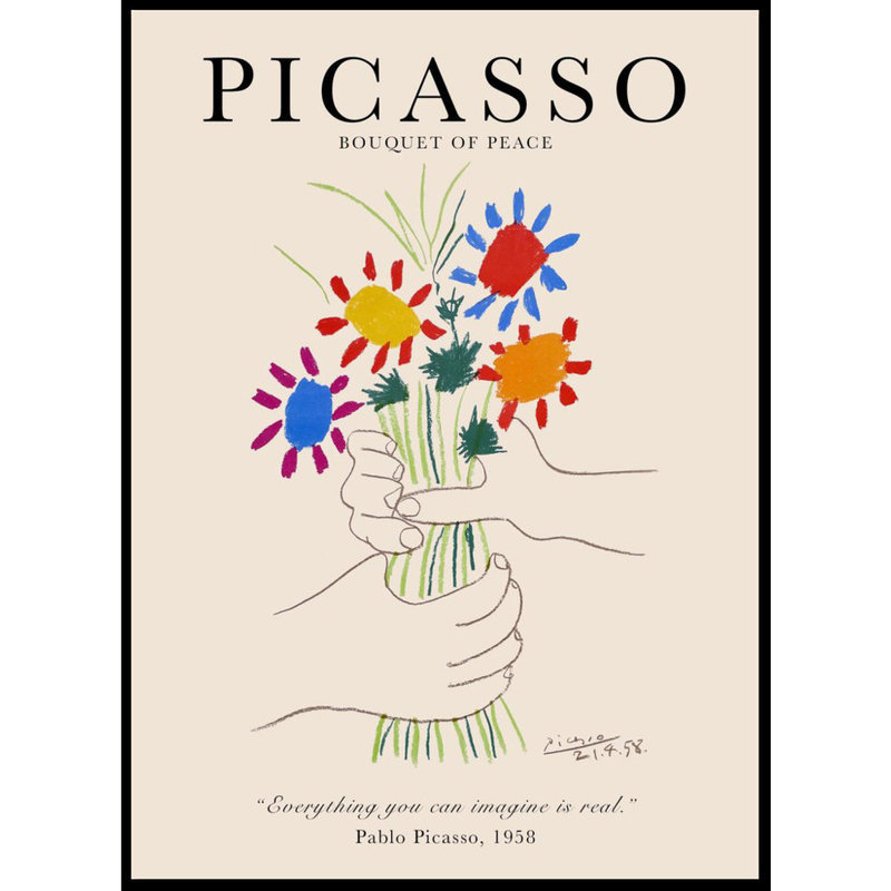 Picasso Bó Hoa Hòa Bình In Nghệ Thuật _ Họa Tiết Bó Hoa Pablo Picasso, Họa Tiết Họa Tiết Picasso, Po