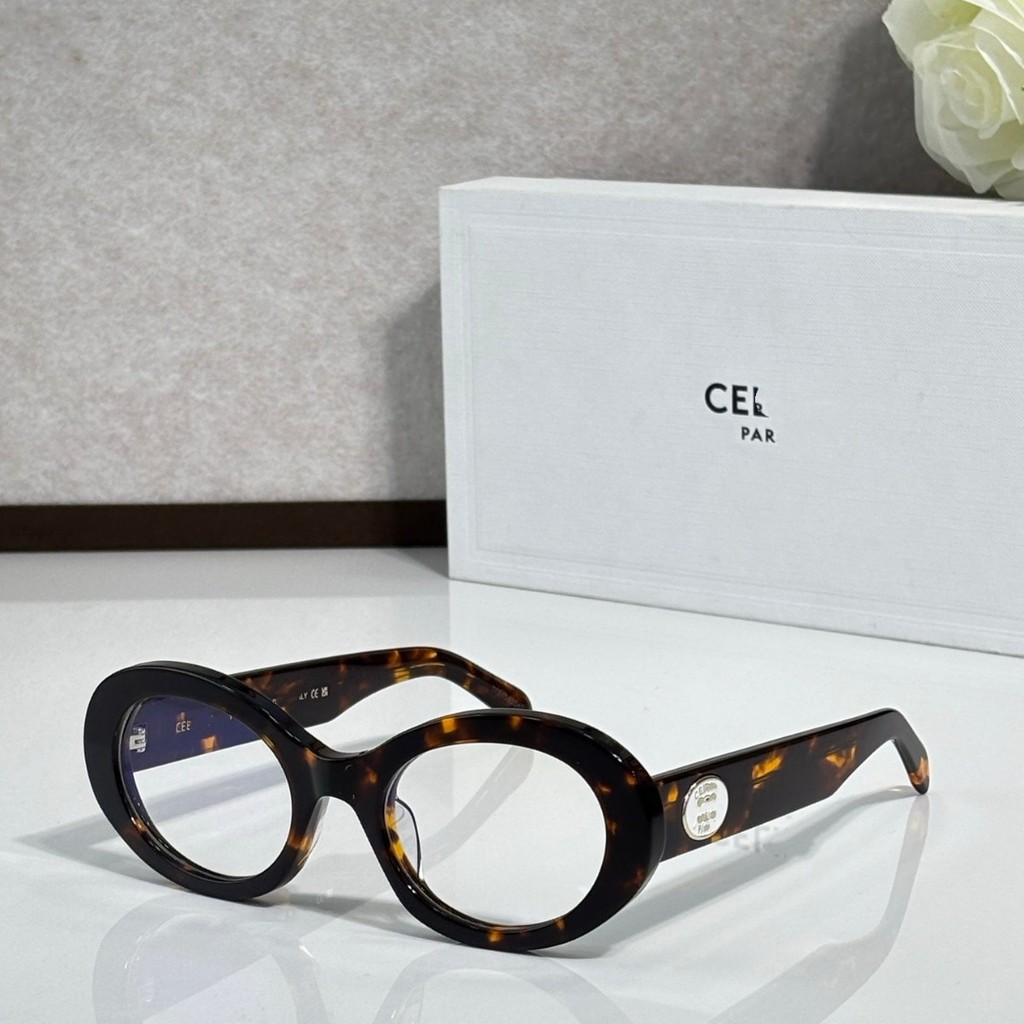 FH1O CEL* New Fashionable Oval Eyeglass Frame for Women, Personalized Outdoor Trendy Frame CL40436U