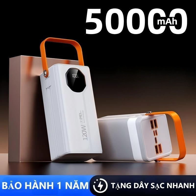 (LED ) sạc dự phòng 50000mAh 80000mAh sạc nhanh pin 120W dung lượng lớn có sẵn nhiều dây sạc
