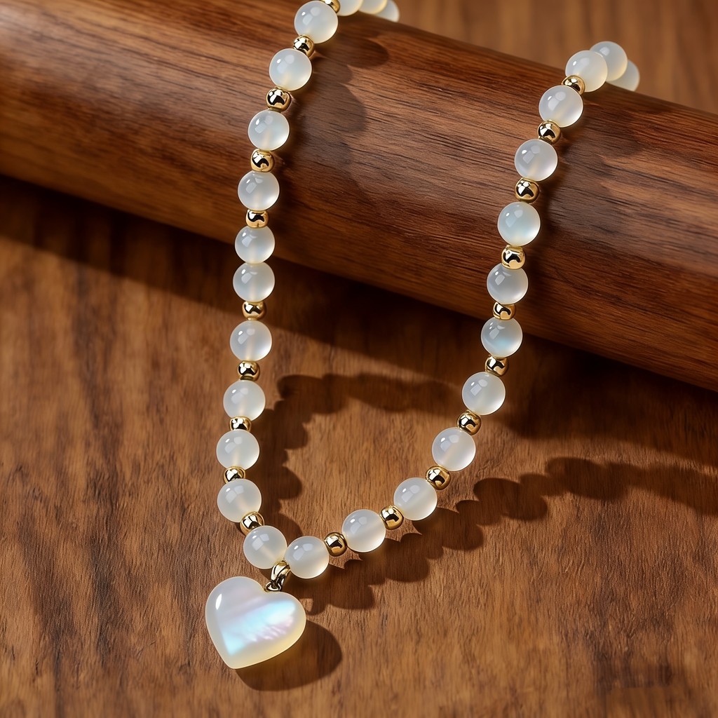 Vòng cổ cân bằng mãn kinh, Vòng cổ mặt dây chuyền hình trái tim Opal của Ethiopia, giúp duy trì E