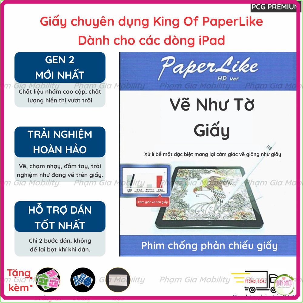 Dán màn hình PaperLike chuyên dụng vẽ như trên giấy cho Ipad Pro A16 11 12.9 13 M1 M2 M3 M4 M5 Air 1