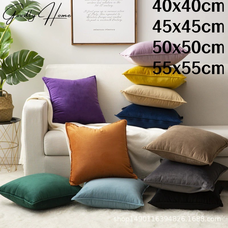 Vỏ gối Sofa nhung dày mềm mại nhiều kích thước 40x40/45x45/50x50cm trang trí nội thất, vỏ gối tựa lư