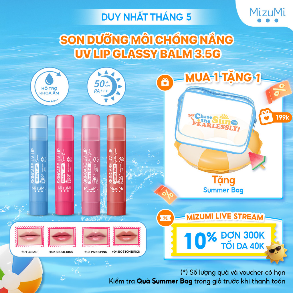 [MUA LÀ CÓ QUÀ] Son Dưỡng Môi Chống Nắng MizuMi Skincare UV Lip Glassy Balm 3.5g