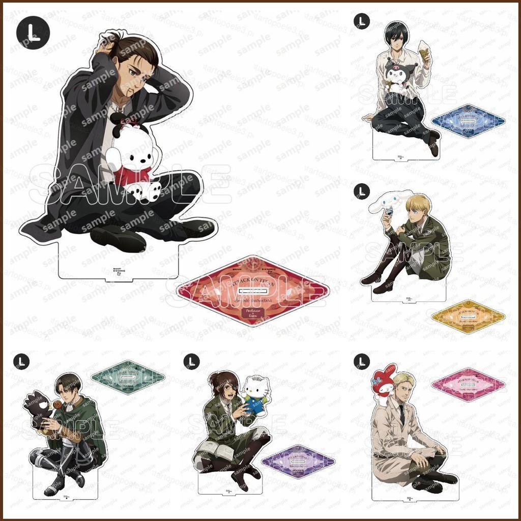 Mô Hình Acrylic Attack on Titan x Sanrio – Standee Kuromi, Melody, Eren, Mikasa, Levi, Trang Trí Bàn